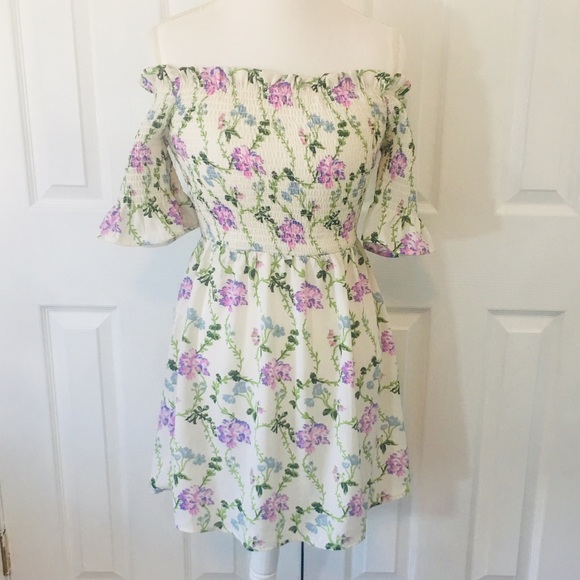 love J Dresses & Skirts - Off the Shoulder Floral Dress Medium